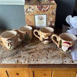 Christmas Winter Wonderland set of 4 NWOT handpainted mugs
